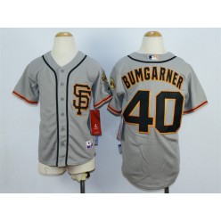 MLB San Francisco Giants 40 Madison Bumgarner Gray SF Youth Jersey