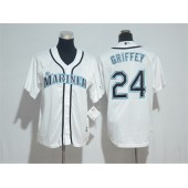 MLB Seattle Mariners 24 Ken Griffey White Cool Base Stitched Youth Jersey