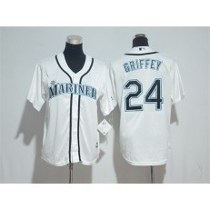 MLB Seattle Mariners 24 Ken Griffey White Cool Base Stitched Youth Jersey