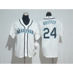 MLB Seattle Mariners 24 Ken Griffey White Cool Base Stitched Youth Jersey