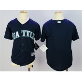 MLB Seattle Mariners Blank Navy Blue Cool Base Baseball Youth Jersey