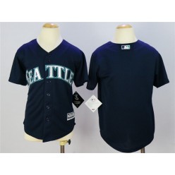 MLB Seattle Mariners Blank Navy Blue Cool Base Baseball Youth Jersey
