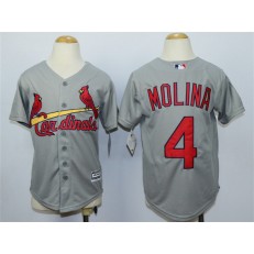 MLB St. Louis Cardinals 4 Yadier Molina Away Gray 2015 Cool Base Youth Jersey
