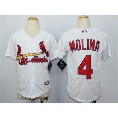 MLB St. Louis Cardinals 4 Yadier Molina Home White 2015 Cool Base Youth Jersey