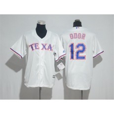 MLB Texas Rangers 12 Rougned Odor White Cool Base Stitched Youth Jersey