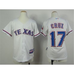 MLB Texas Rangers 17 Nelson Cruz White Youth Jersey