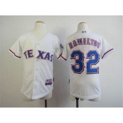 MLB Texas Rangers 32 Josh Hamilton White Youth Jersey