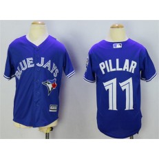 MLB Toronto Blue Jays 11 Kevin Pillar Blue 40th Anniversary Patch Stitched Majestic Cool Base Youth Jersey
