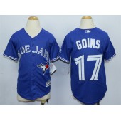 MLB Toronto Blue Jays 17 Ryan Goins Alternate Blue 2015 Cool Base Youth Jersey