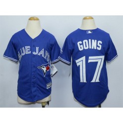 MLB Toronto Blue Jays 17 Ryan Goins Alternate Blue 2015 Cool Base Youth Jersey