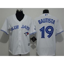 MLB Toronto Blue Jays 19 Jose Bautista White Home Stitched Baseball Youth Jersey