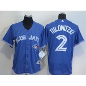 MLB Toronto Blue Jays 2 Troy Tulowitzki Alternate Blue 2015 Cool Base Youth Jersey