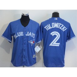 MLB Toronto Blue Jays 2 Troy Tulowitzki Alternate Blue 2015 Cool Base Youth Jersey