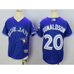 MLB Toronto Blue Jays 20 Josh Donaldson Blue 40th Anniversary Patch Stitched Majestic Cool Base Youth Jersey