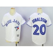 MLB Toronto Blue Jays 20 Josh Donaldson White 40th Anniversary Patch Stitched Majestic Cool Base Youth Jersey