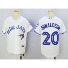 MLB Toronto Blue Jays 20 Josh Donaldson White 40th Anniversary Patch Stitched Majestic Cool Base Youth Jersey