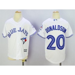 MLB Toronto Blue Jays 20 Josh Donaldson White 40th Anniversary Patch Stitched Majestic Cool Base Youth Jersey