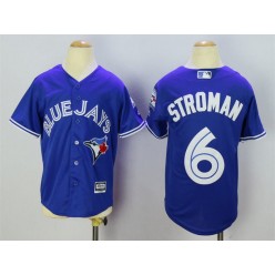 MLB Toronto Blue Jays 6 Marcus Stroman Blue 40th Anniversary Patch Stitched Majestic Cool Base Youth Jersey