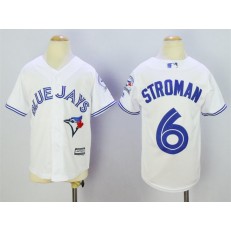 MLB Toronto Blue Jays 6 Marcus Stroman White 40th Anniversary Patch Stitched Majestic Cool Base Youth Jersey
