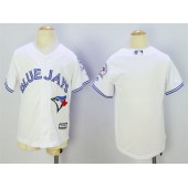 MLB Toronto Blue Jays Blank White 40th Anniversary Patch Stitched Majestic Cool Base Youth Jersey