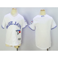 MLB Toronto Blue Jays Blank White 40th Anniversary Patch Stitched Majestic Cool Base Youth Jersey