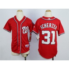 MLB Washington Nationals 31 Max Scherzer Alternate Red Cool Base Youth Jersey