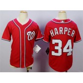 MLB Washington Nationals 34 Bryce Harper Alternate Red 2015 Cool Base Youth Jersey