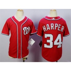MLB Washington Nationals 34 Bryce Harper Alternate Red 2015 Cool Base Youth Jersey