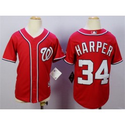 MLB Washington Nationals 34 Bryce Harper Alternate Red 2015 Cool Base Youth Jersey