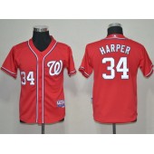 MLB Washington Nationals 34 Bryce Harper Red Youth Jersey