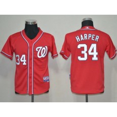 MLB Washington Nationals 34 Bryce Harper Red Youth Jersey