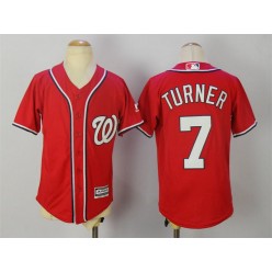 MLB Washington Nationals 7 Trea Turner Alternate Red 2015 Cool Base Youth Jersey