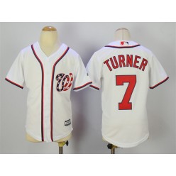 MLB Washington Nationals 7 Trea Turner White New Cool Base Youth Jersey
