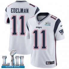 Men's Nike New England Patriots Super Bowl LII 11 Julian Edelman White NFL Jersey