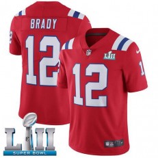 Men's Nike New England Patriots Super Bowl LII 12 Tom Brady Red Alternate NFL Jersey