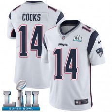 Men's Nike New England Patriots Super Bowl LII 14 Brandin Cooks White NFL Jersey