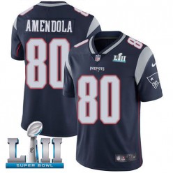 Men's Nike New England Patriots Super Bowl LII 80 Danny Amendola Navy Blue Team Color NFL Jersey