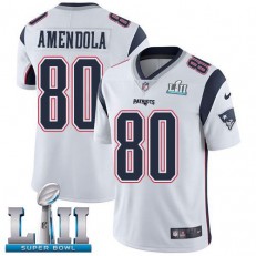Men's Nike New England Patriots Super Bowl LII 80 Danny Amendola White NFL Jersey