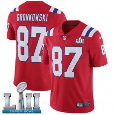 Men's Nike New England Patriots Super Bowl LII 87 Rob Gronkowski Red Alternate NFL Jersey
