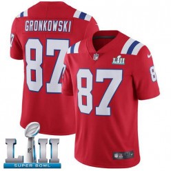 Men's Nike New England Patriots Super Bowl LII 87 Rob Gronkowski Red Alternate NFL Jersey