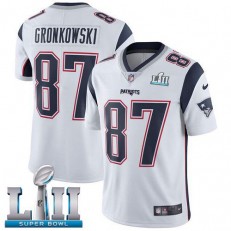 Men's Nike New England Patriots Super Bowl LII 87 Rob Gronkowski White NFL Jersey