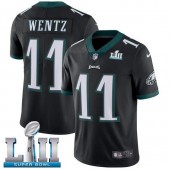 Men's Nike Philadelphia Eagels Super Bowl LII 11 Carson Wentz Black Alternate NFL Jersey