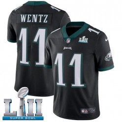 Men's Nike Philadelphia Eagels Super Bowl LII 11 Carson Wentz Black Alternate NFL Jersey