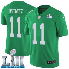 Men's Nike Philadelphia Eagels Super Bowl LII 11 Carson Wentz Green NFL Jersey