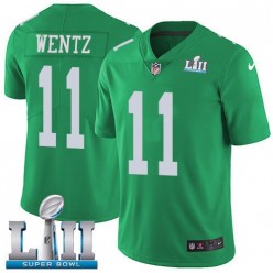 Men's Nike Philadelphia Eagels Super Bowl LII 11 Carson Wentz Green NFL Jersey