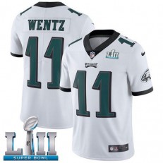 Men's Nike Philadelphia Eagels Super Bowl LII 11 Carson Wentz White NFL Jersey
