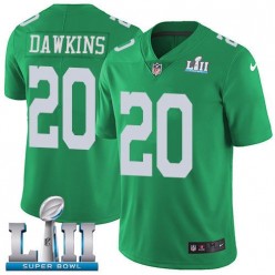 Men's Nike Philadelphia Eagels Super Bowl LII 20 Brian Dawkins Green NFL Jersey