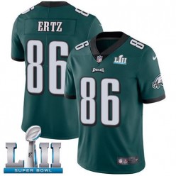 Men's Nike Philadelphia Eagels Super Bowl LII 86 Zach Ertz Midnight Green Team Color NFL Jersey