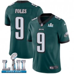 Men's Nike Philadelphia Eagels Super Bowl LII 9 Nick Foles Midnight Green Team Color NFL Jersey