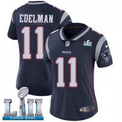 Women's Nike New England Patriots Super Bowl LII 11 Julian Edelman Navy Blue Team Color NFL Jersey